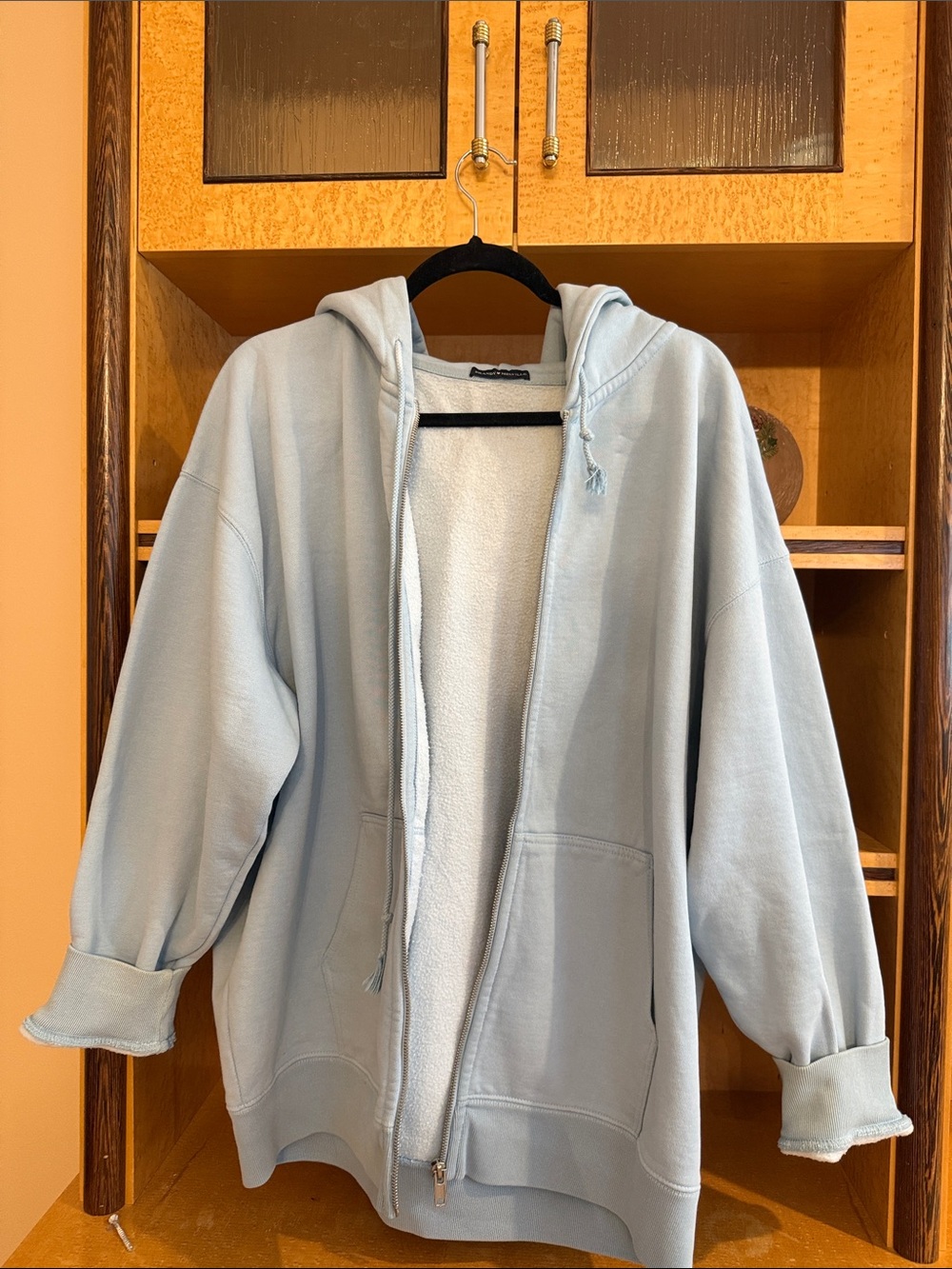 Brandy Melville Light Blue Zip-Up Hoodie